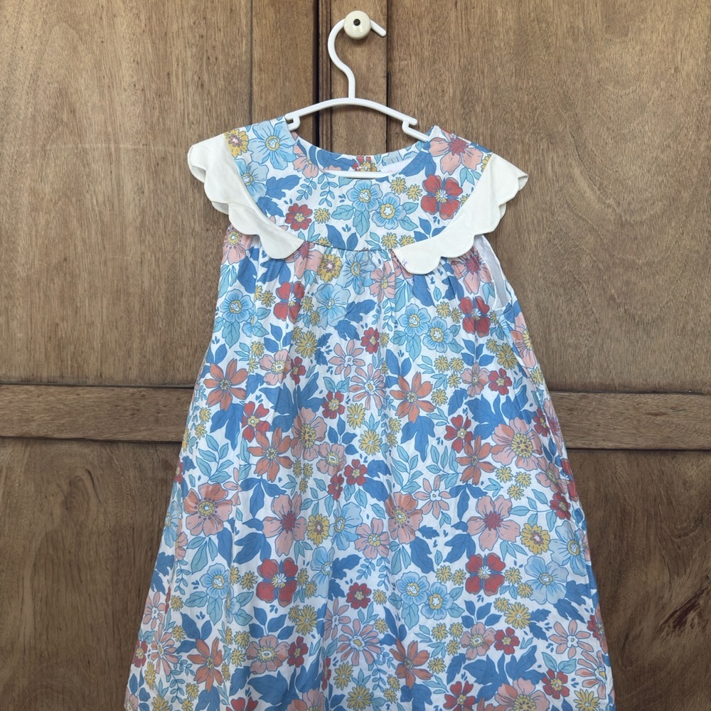 Charming Floral Kids Dress in Blue and Pink